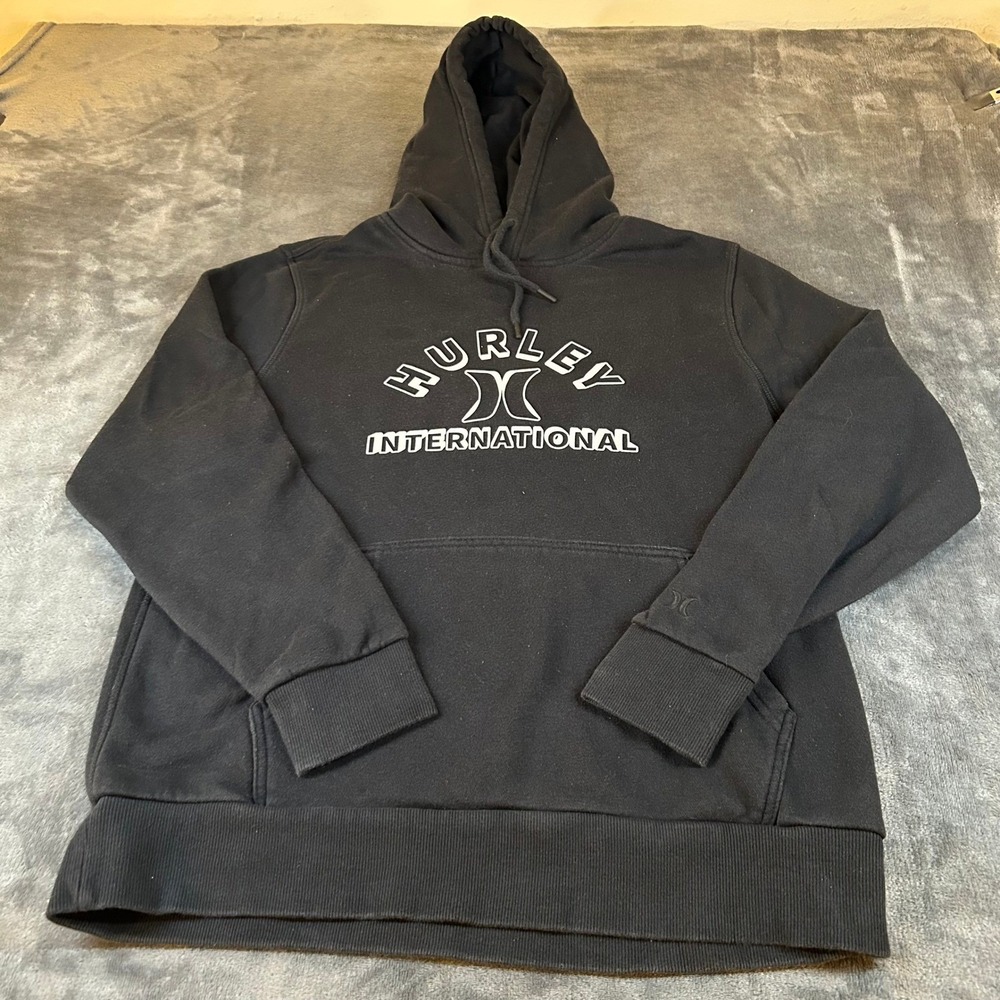Hurley International Hoodie‎ Kids Medium Black Pullover Logo Fleece
